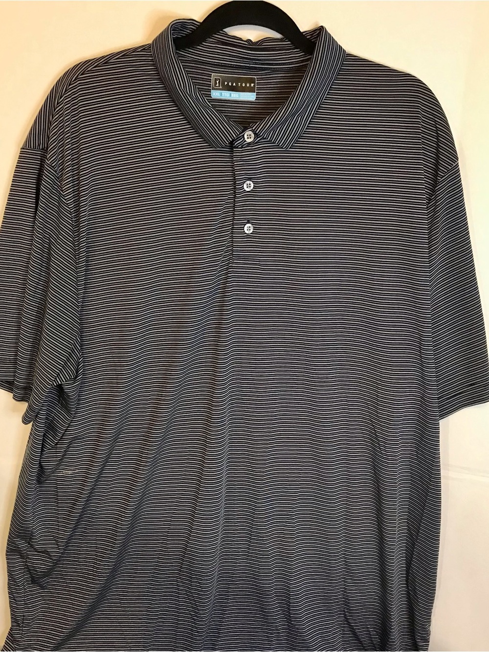 PGA tour Black & white Striped Short Sleeve Golf Polo Shirt Size 2XL